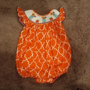 Mason jar fall pumpkin smocked bubble 24mo